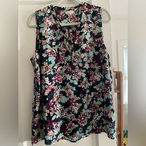 V Neck Multi colored Sleeveless Blouse